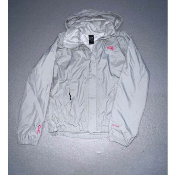 The North Face Woman's HyVent Jacket Gray & Pink Small Breast Cancer Awareness - Picture 1 of 7